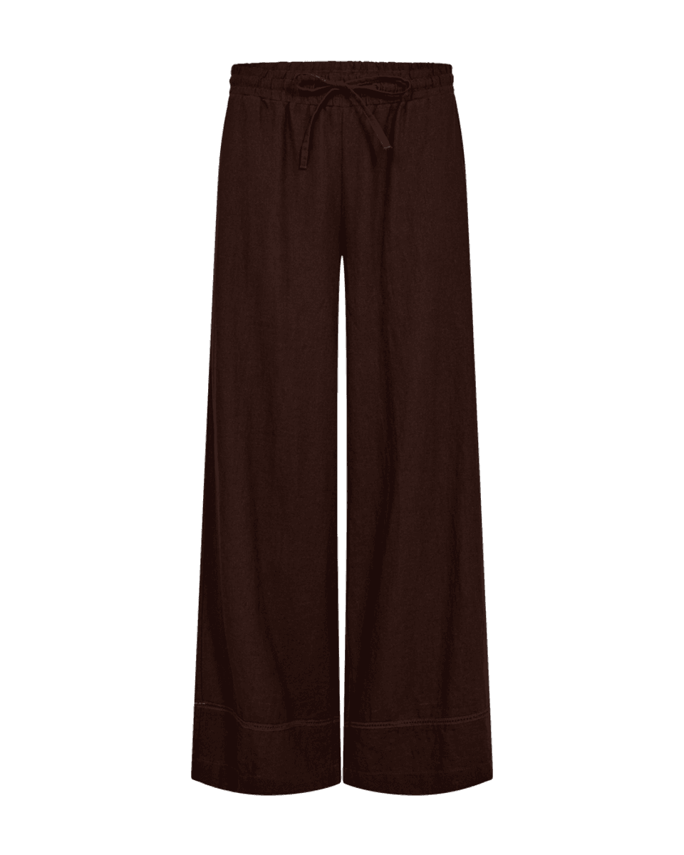LALUNA LIN/VISCOSE BUKSE - BRUN
