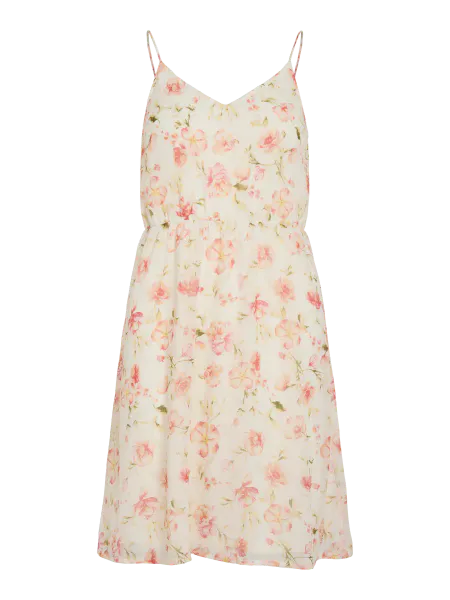 Hovedbilde EMMA STROPPE KJOLE KNELANG FLOWER - CREAM