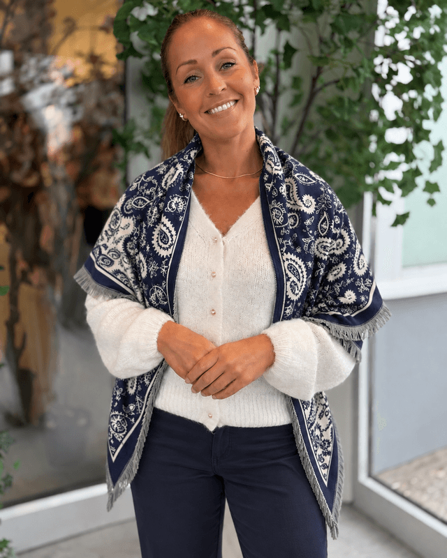 SKJERF TREKANTET PAISLEY - NAVY