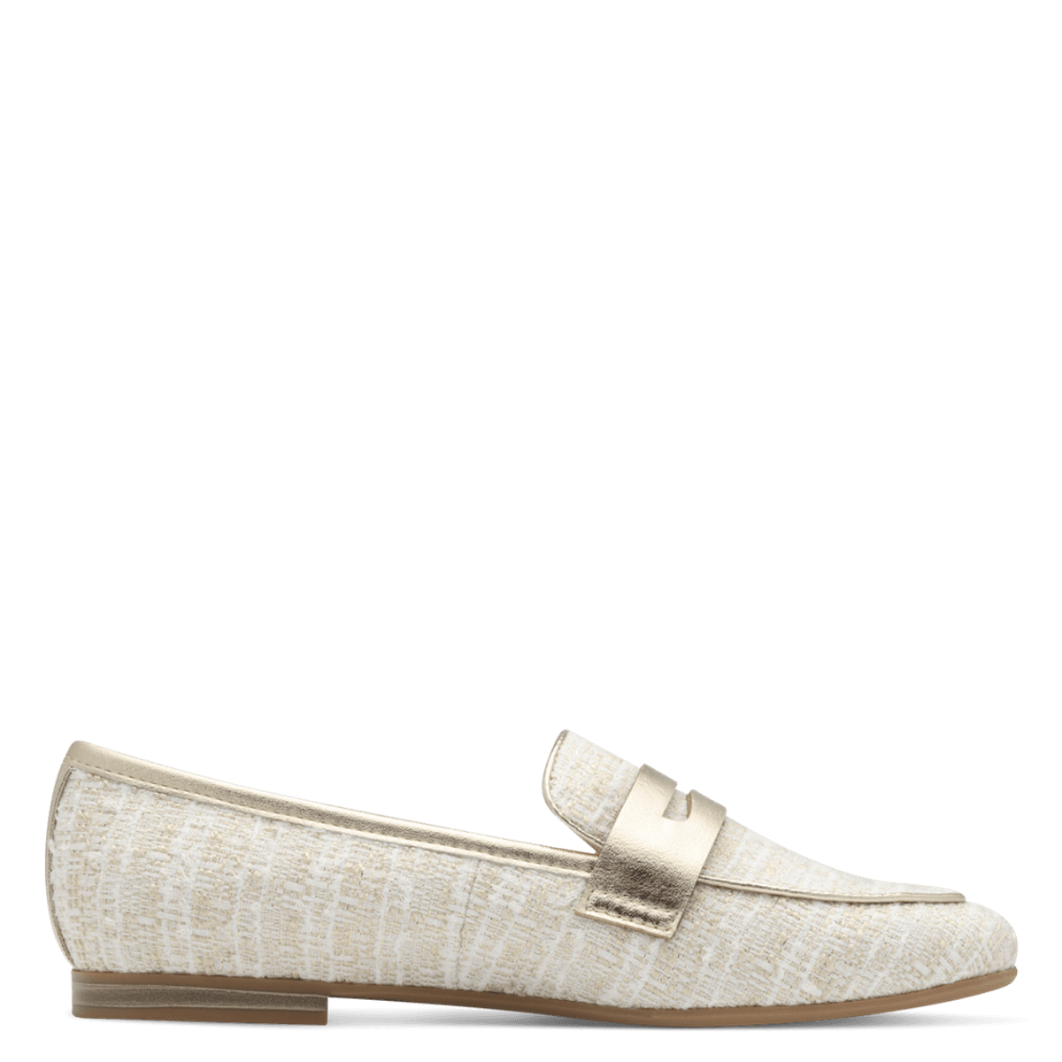 MOKASIN BOUCLE M/GULL DETALJER  - CREAM