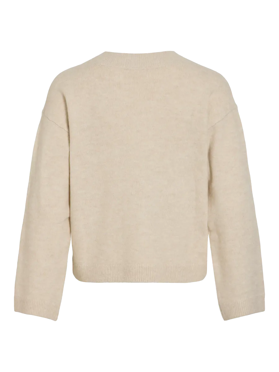 LIGA V-HALS GENSER - CREAM MELERT