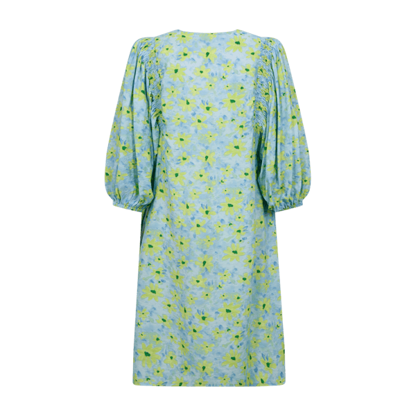 Hovedbilde JOVI KJOLE FLOWERS - HIMMELBLÅ/LIME GRØNN
