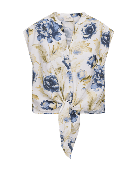 Hovedbilde MAISE BLUSE M/KNYTING - LYSBLÅ BLOMSTER