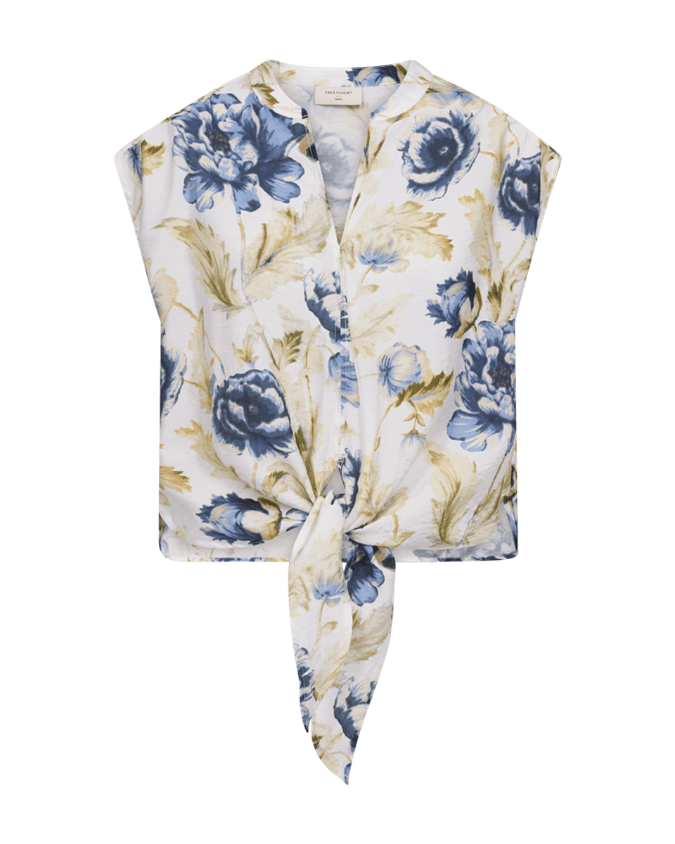 MAISE BLUSE M/KNYTING - LYSBLÅ BLOMSTER