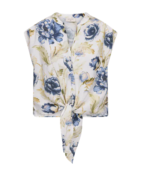 Hovedbilde MAISE BLUSE M/KNYTING - LYSBLÅ BLOMSTER