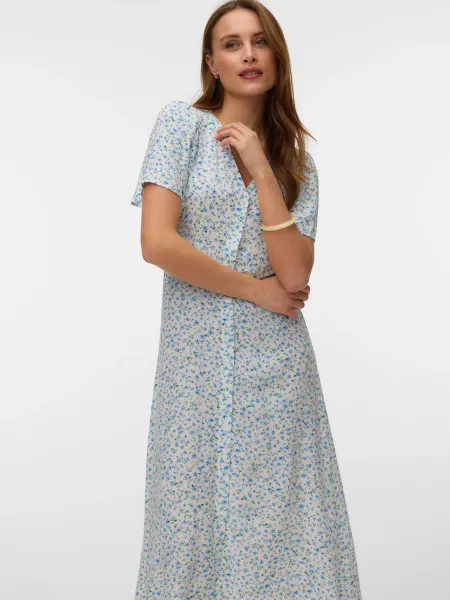 Hovedbilde ALBA MAXI KJOLE FLOWER - LYSBLÅ