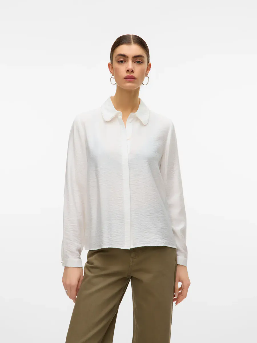 FALINA SKJORTE PERLEKRAGE - OFFWHITE