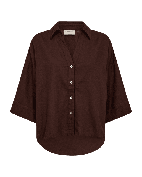 Hovedbilde LAVA LIN/VISCOSE SKJORTE 3/4 ERM - BRUN