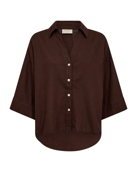 Hovedbilde LAVA LIN/VISCOSE SKJORTE 3/4 ERM - BRUN