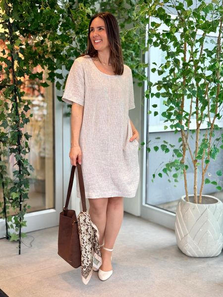 Hovedbilde LAVA LIN/VISCOSE KJOLE STRIPET - SAND/OFFWHITE