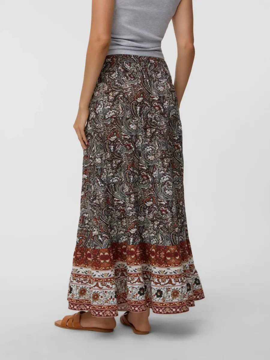 SWIP MAXI PAISLEY SKJØRT - BRUNT