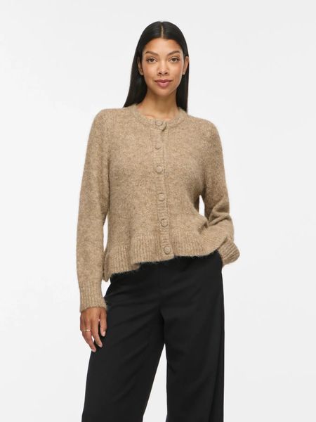 Hovedbilde BOWS KNIT CARDIGAN M/VOLANG - CAMEL MELERT