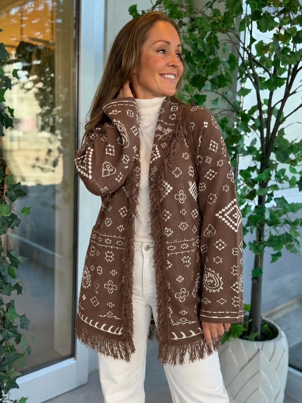 SCARLETT  TASSEL CARDIGAN - BRUN
