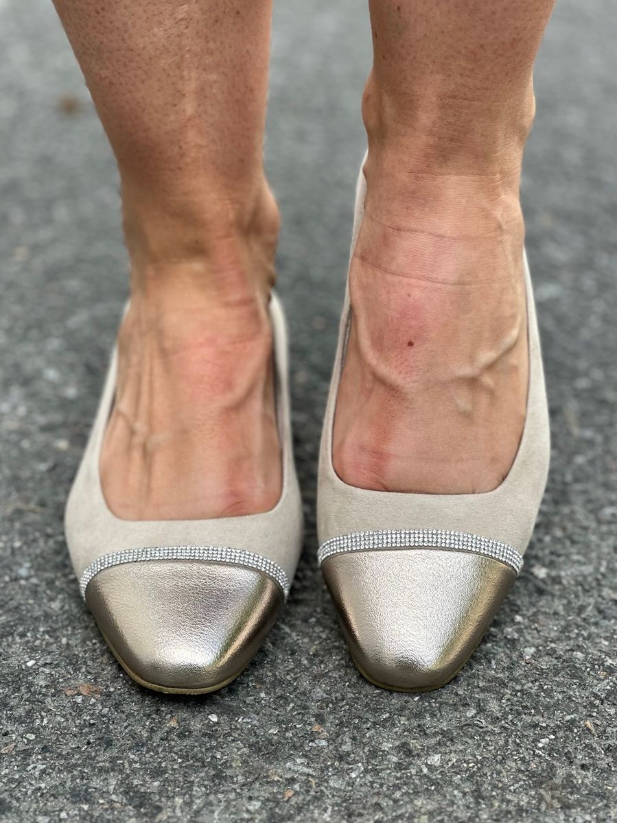 BALLERINA M/LAV HÆL - SAND / ROSEGULL