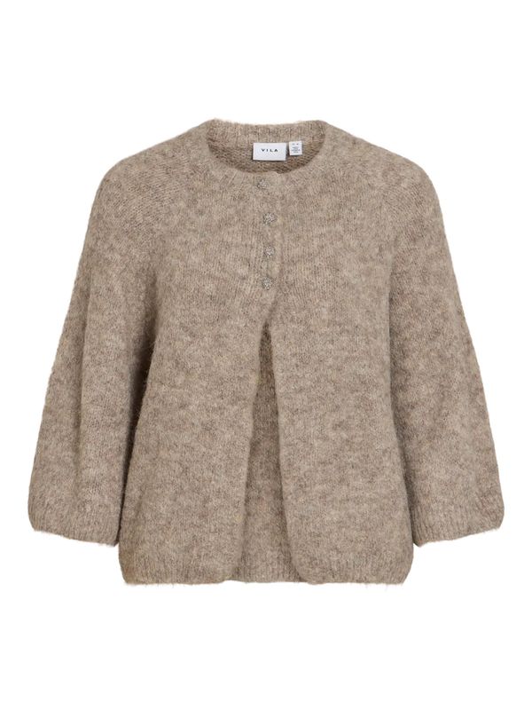 BOWS CARDIGAN M/METALL KNAPPER - CAMEL MELERT
