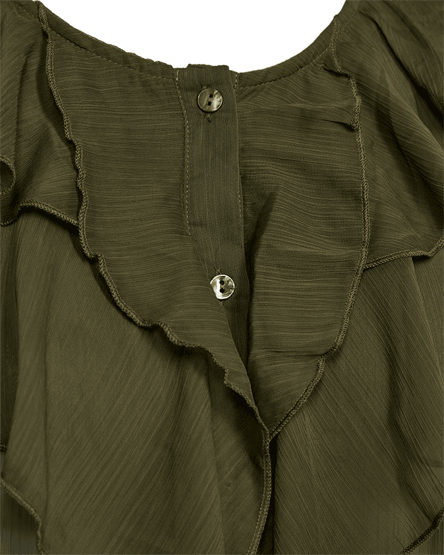 DITTE BLUSE M/RYSJ - OLIVEN