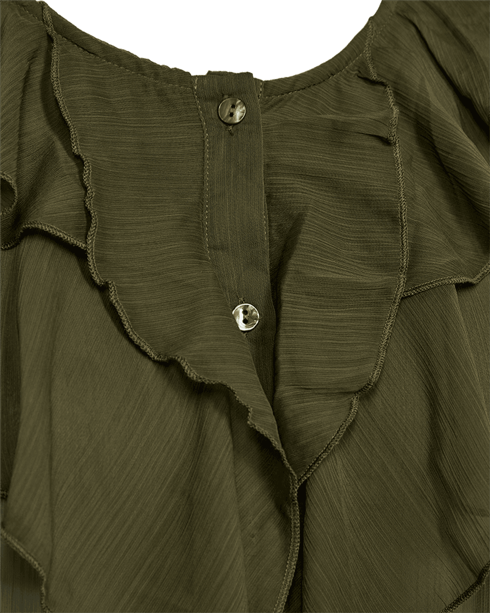 DITTE BLUSE M/RYSJ - OLIVEN