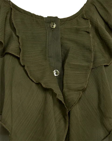 Hovedbilde DITTE BLUSE M/RYSJ - OLIVEN