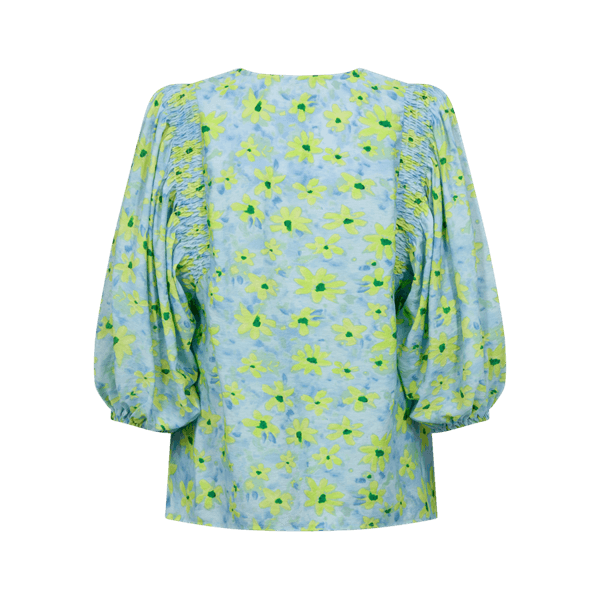 Hovedbilde JOVI BLUSE - HIMMELBLÅ/LIME GRØNN