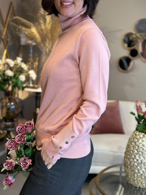 KATIE POLOGENSER M/KNAPPER - MISTY ROSE