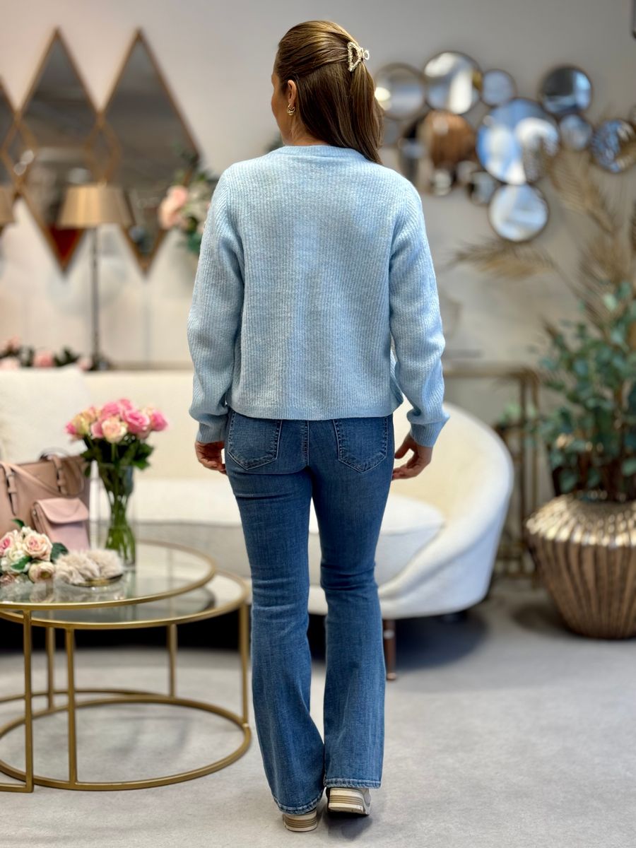 LORY CARDIGAN - LYS BLÅ MELERT