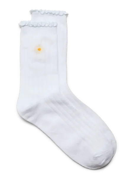 Hovedbilde ENA SOKKER - HVIT M/GUL BLOMST