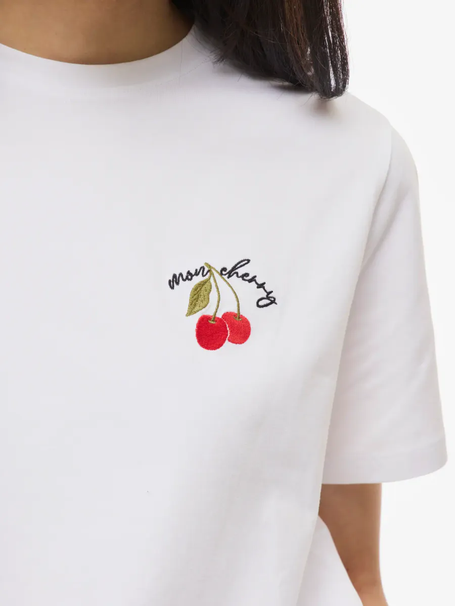 NORA T-SHIRT - HVIT M/CHERRY