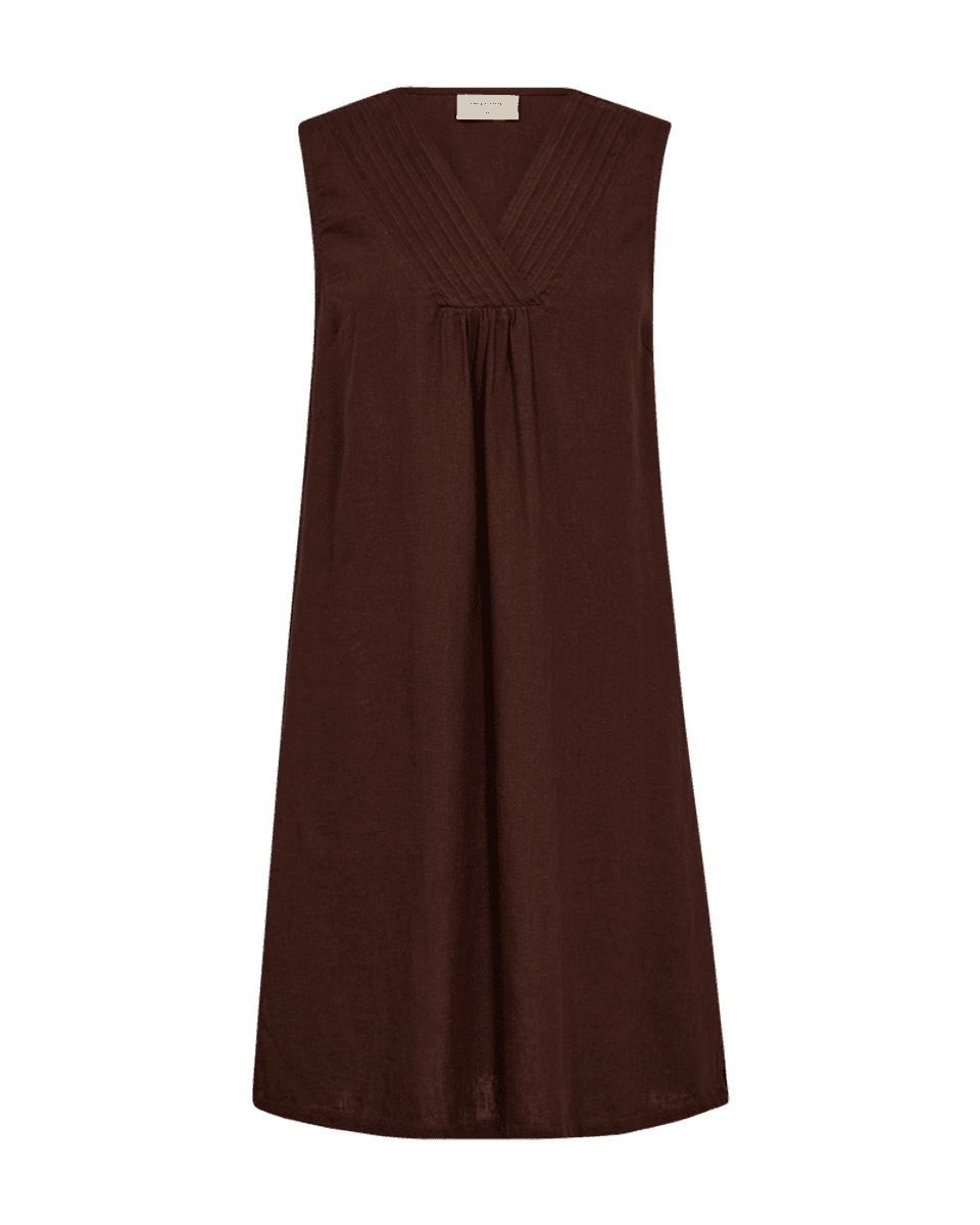 LAVA LIN/VISCOSE KJOLE V-HALS - BRUN