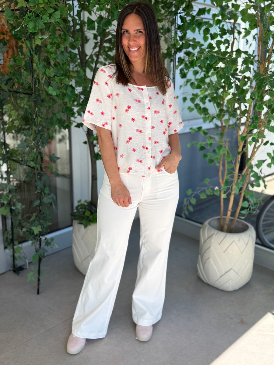 ODETTE BLUSE  - OFFWHITE/BRINGEBÆR