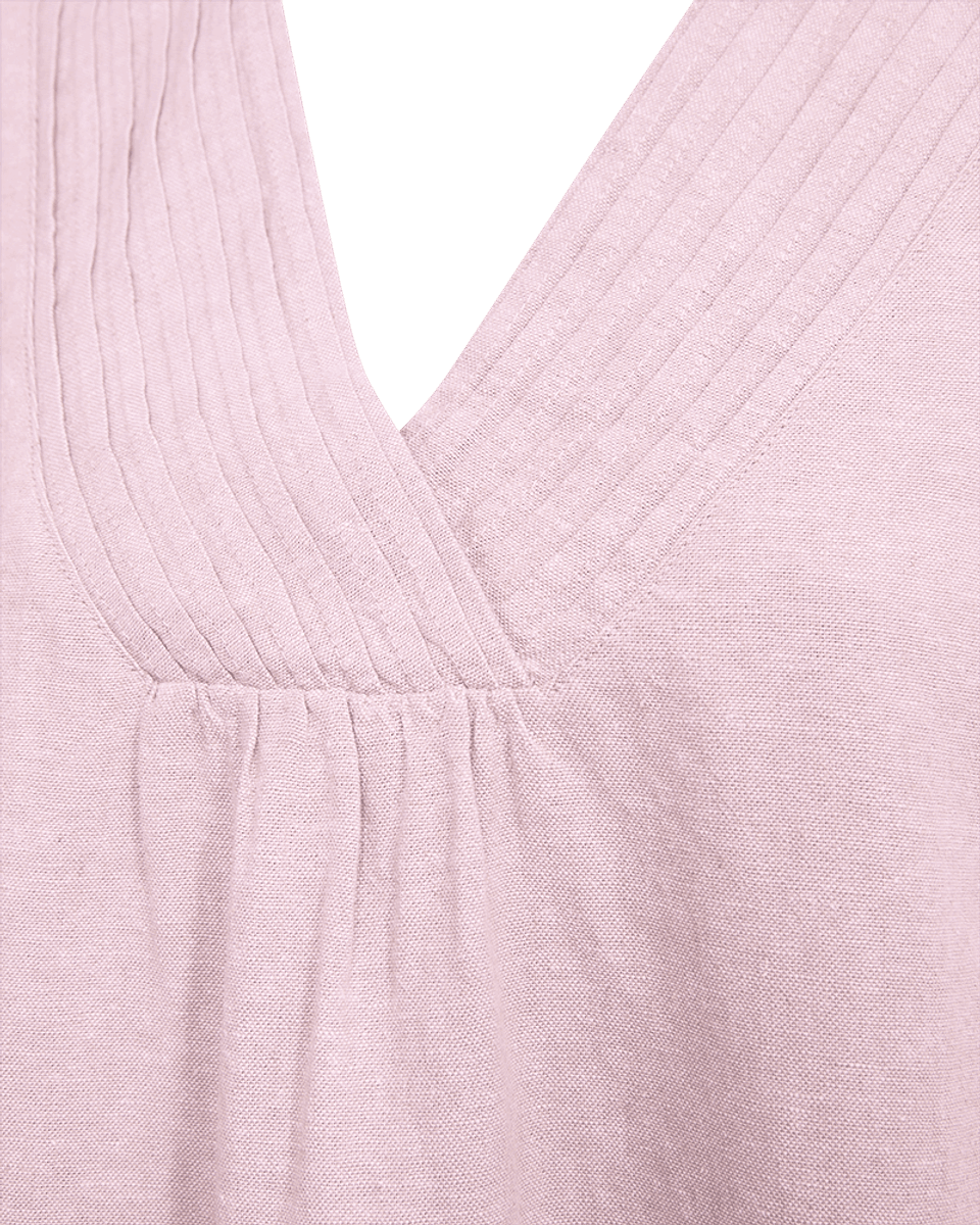 LAVA LIN/VISCOSE KJOLE U/ERM V-HALS - ROSA