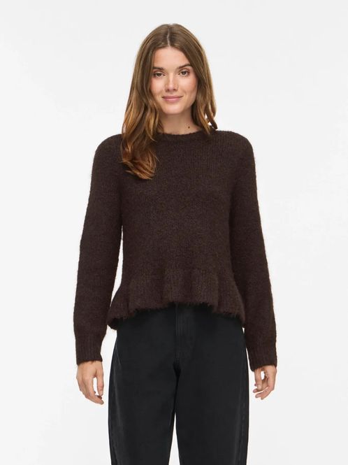 Hovedbilde BOWS KNIT GENSER M/VOLANG - BRUN MELERT