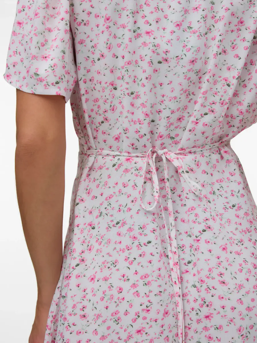 MALBA MIDI KJOLE FLOWER - ROSA