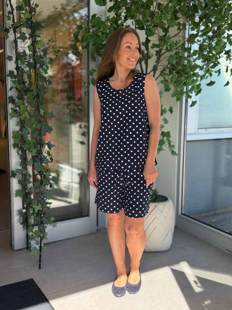 LAVISCO TOPP M/DOTS - NAVY/HVIT