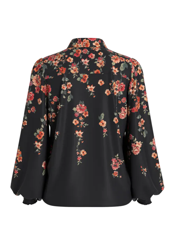 ELMA BLUSE FLOWER - SORT