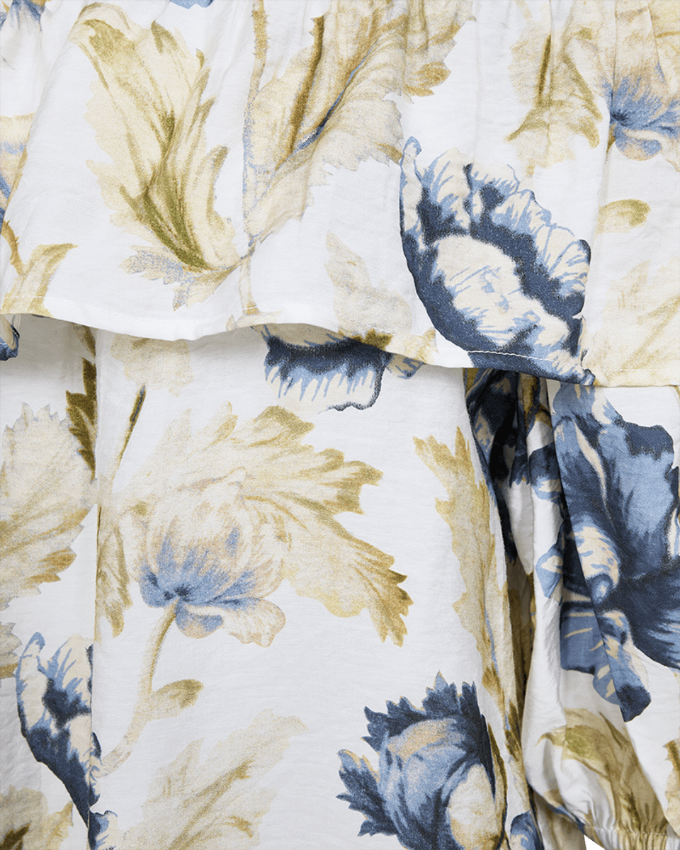 MAISE BLUSE M/VOLANG - BLÅ BLOMSTER
