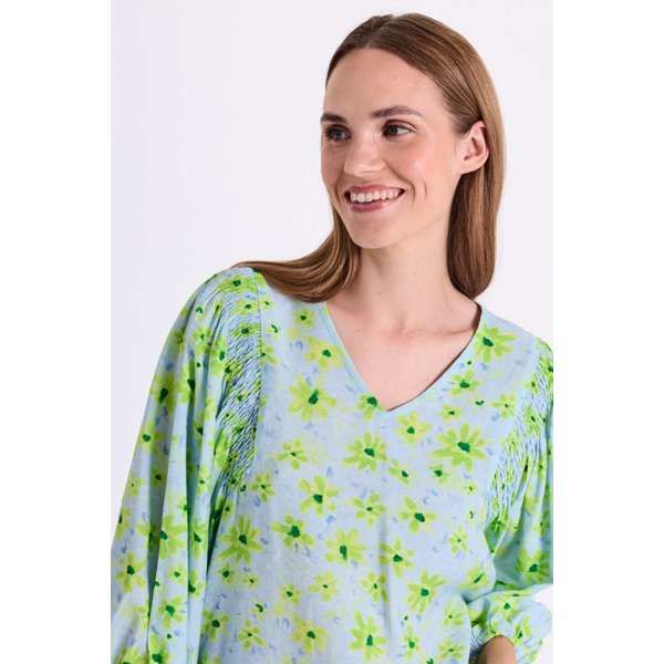 Hovedbilde JOVI BLUSE - HIMMELBLÅ/LIME GRØNN