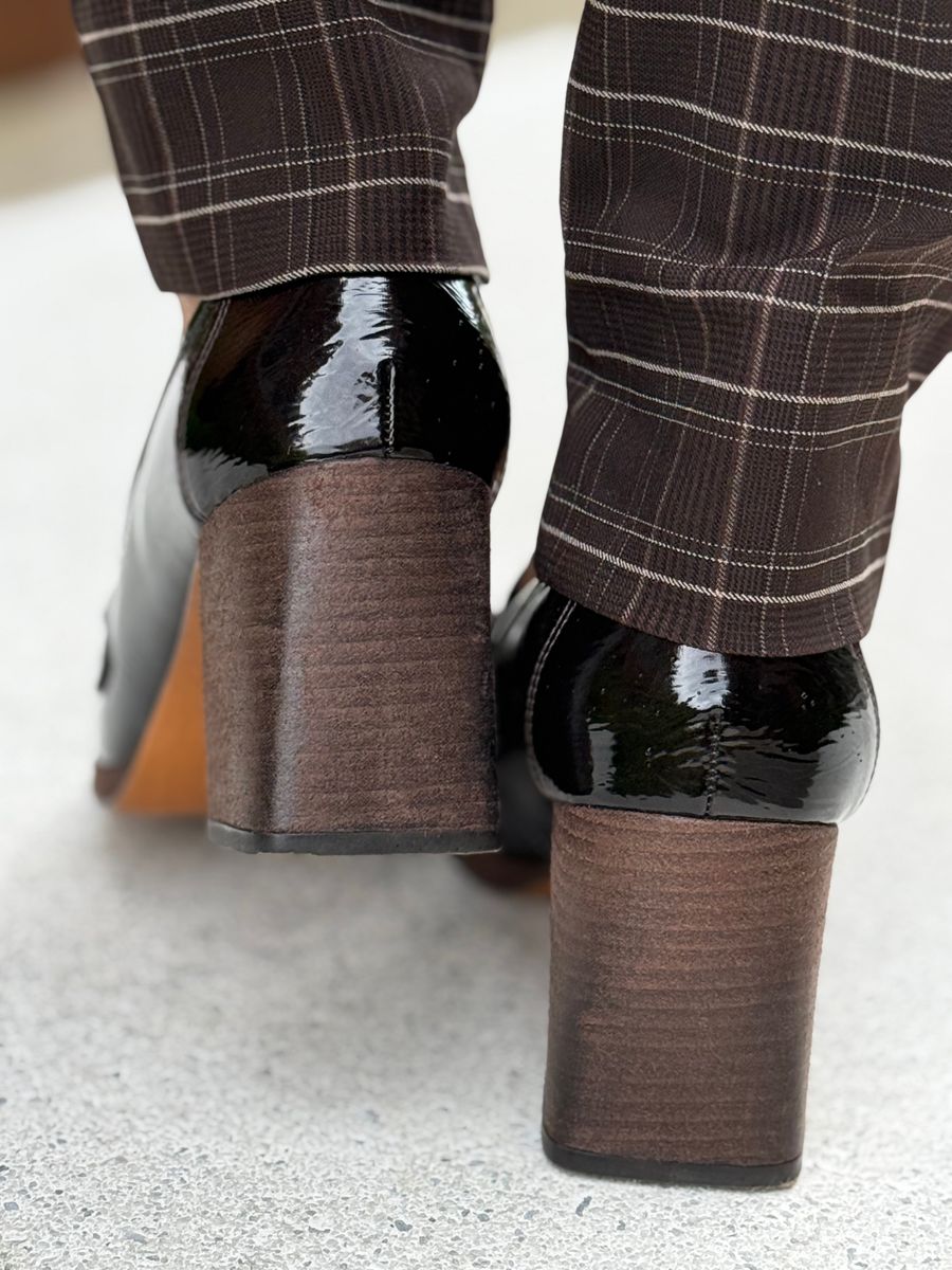 MOKASIN M/BLOKHÆL - MOCCA PATENT