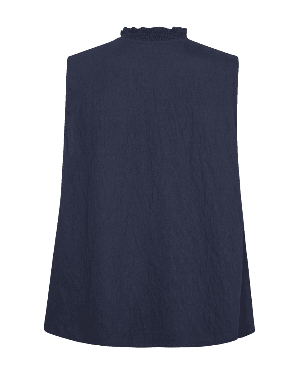 ALLY ERMLØS BLUSE - NAVY