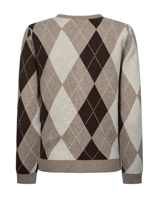 SIBYLL CARDIGAN M/ARGYLE - TAUPE / BRUN
