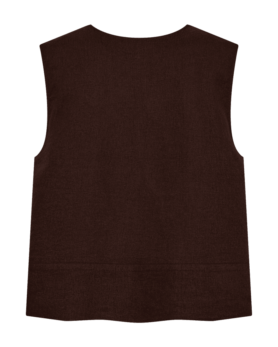 LAVA LIN/VISCOSE TOPP M/KNAPPER FORAN - BRUN