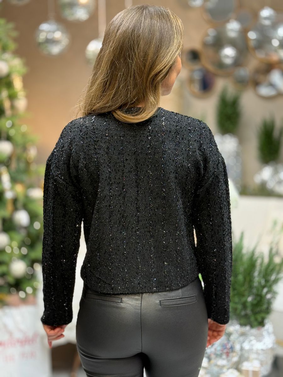 OTTA CARDIGAN M/SLØYFE - SORT