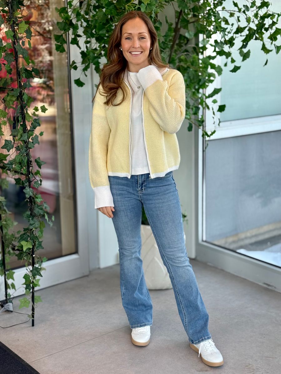 OLLIE ZIP CARDIGAN - GUL