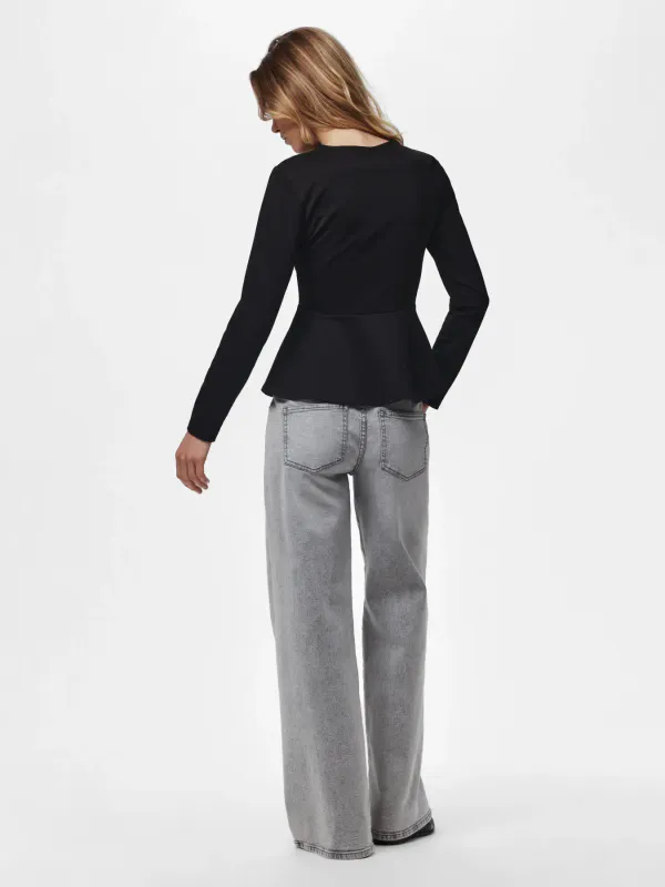 ALISA TOPP M/ PEPLUMKANT - SORT
