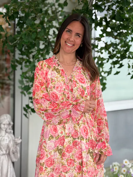 Hovedbilde EMSA LANG KJOLE FLOWERS - ROSA/CREAM