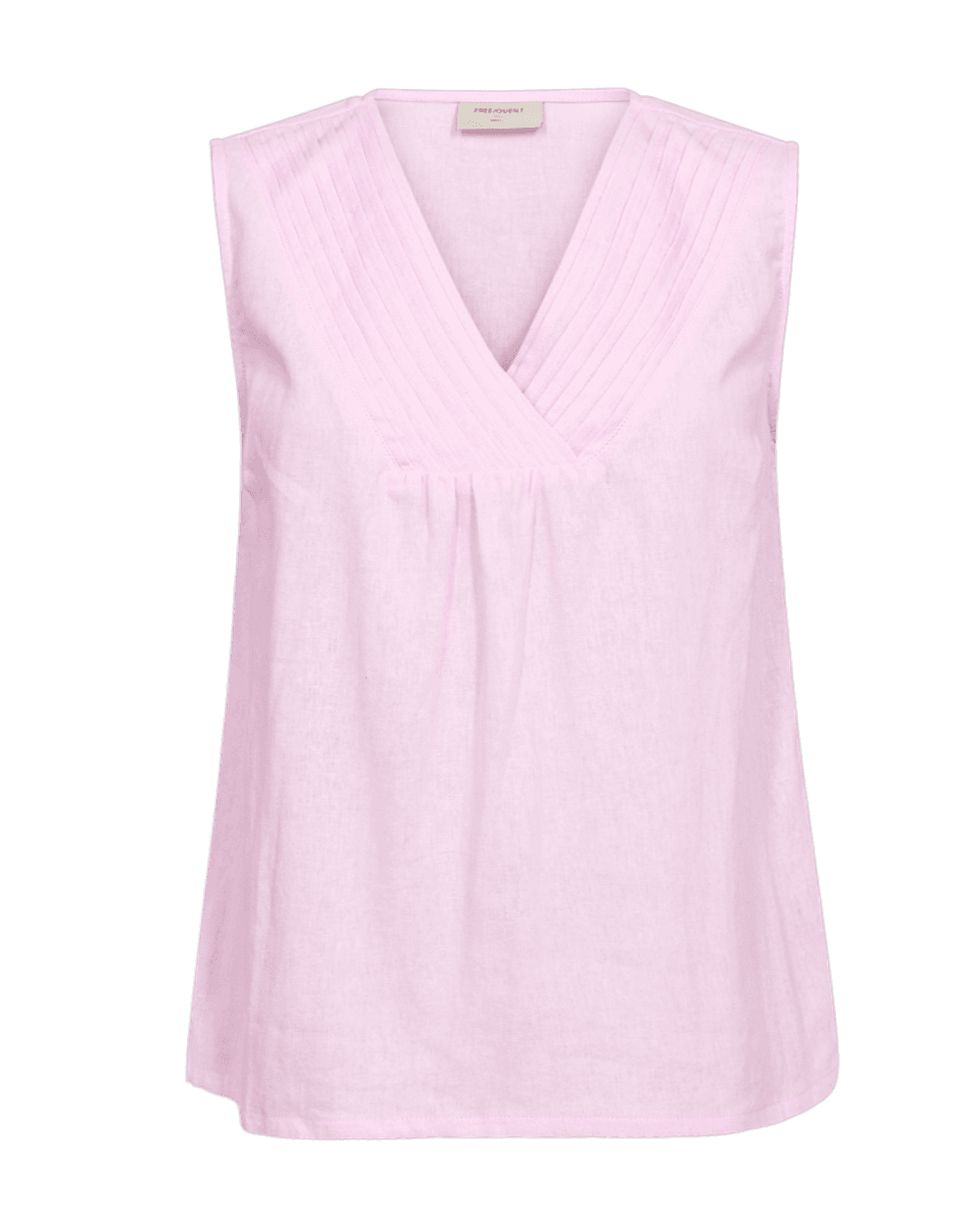 LAVA LIN/VISCOSE TOPP V-HALS - ROSA