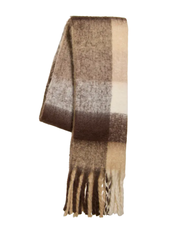 FABLA FLUFFY SKJERF CHECKS - BRUN/CAMEL