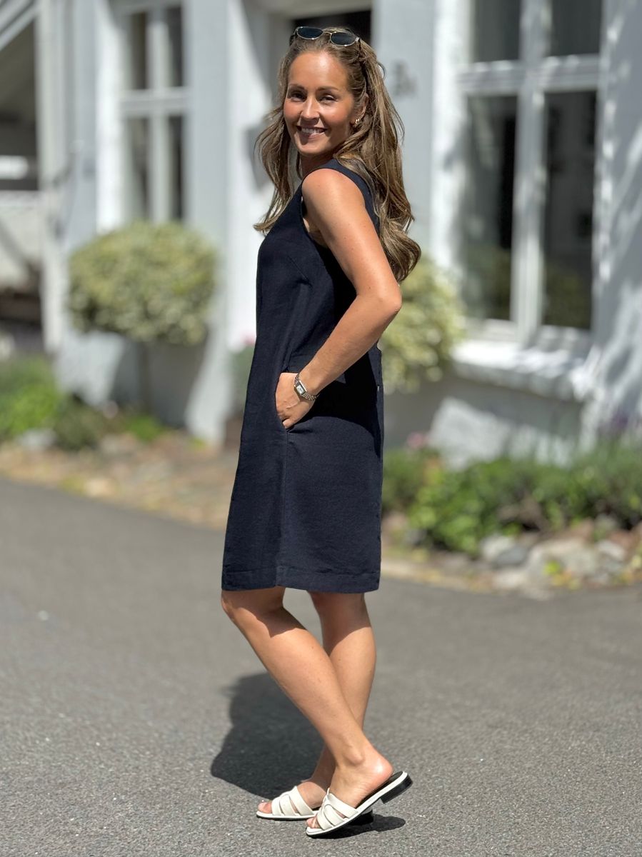 LAVA LIN/VISCOSE KJOLE U/ERM - NAVY