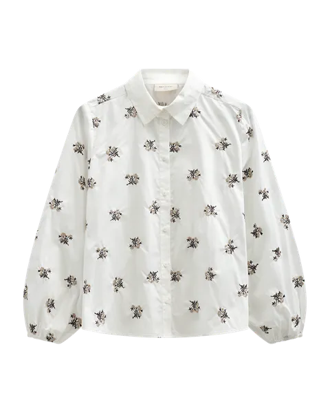 Hovedbilde LEILA SKJORTE FLOWERS - HVIT / CAMEL 