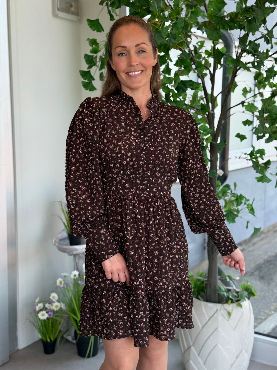 NOELLE KJOLE M/BLOMSTER - BRUN