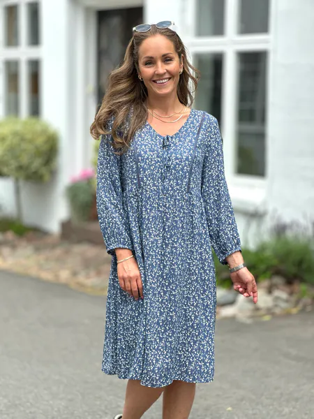 Hovedbilde ADNEY KJOLE - INDIGO BLUE/OFFWHITE